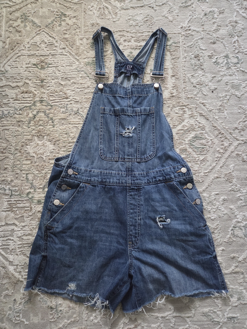 GAP Blue Denim Relaxed Short Overalls